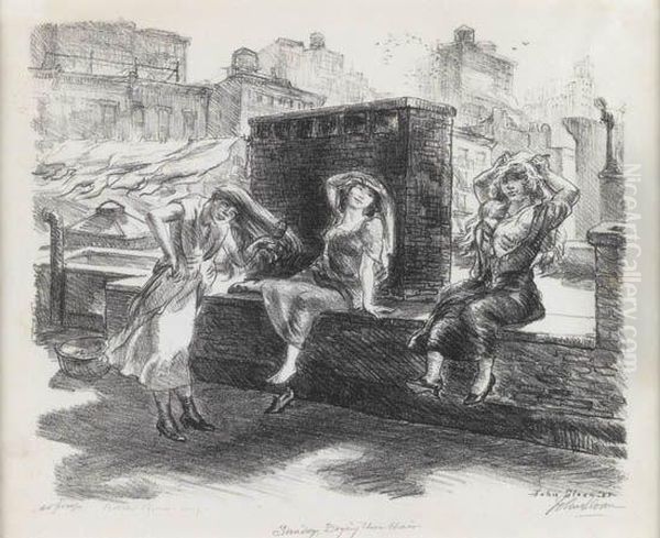 Sunday, Drying Their Hair On The Roof - view 1