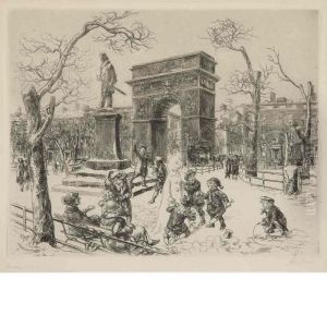 Sculpture In Washington Square (m. 218) by John Sloan