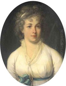 Portrait of a lady, bust-length in a white dress