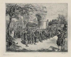 Busses In Washington Square by John Sloan