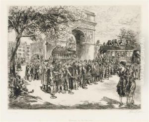 Busses In Washington Square by John Sloan