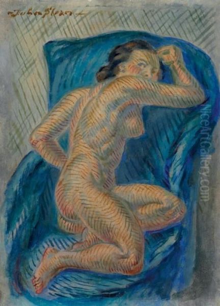 Nude On Draped Couch - view 1