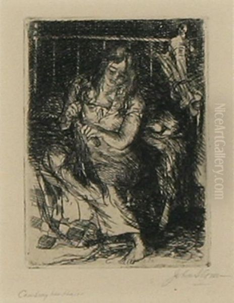 Combing Her Hair - view 1