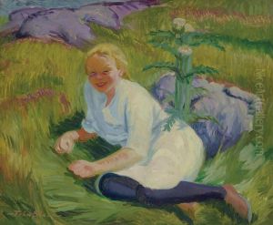 Child And Thistle In Sun