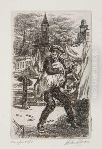 Stealing The Wash by John Sloan
