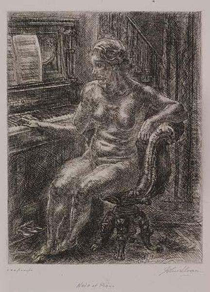 Nude At Piano - view 1