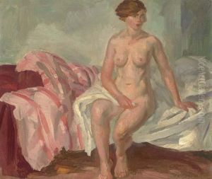 Nude, Pink Striped Coverlet Nude, Pink Striped Coverlet