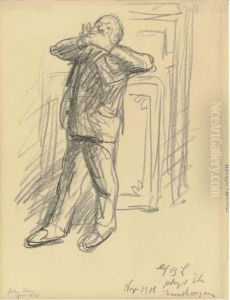 George Luks Playing The Mouth Organ by John Sloan