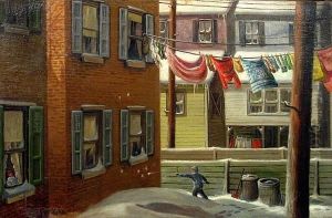 Backyard Snowball Throwing by John Sloan