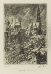 Snowstorm In The Village (morse 216) by John Sloan