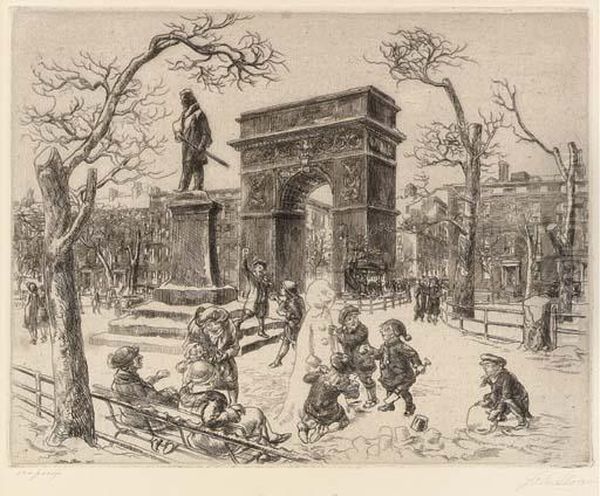 Sculpture In Washington Square; And The Lafayette - view 1