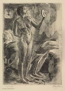 Nude With Mirror by John Sloan