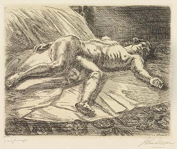 Two Etchings.
Nude On The Floor - view 1
