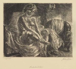 Two Etchings.
Nude At Bedside by John Sloan