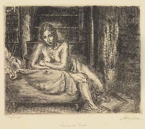 Two Etchings.
Nude Leaning Over Chaise by John Sloan