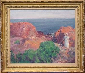 Dolly In White, Rocks And Sea by John Sloan