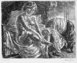 Nude At Bedside by John Sloan