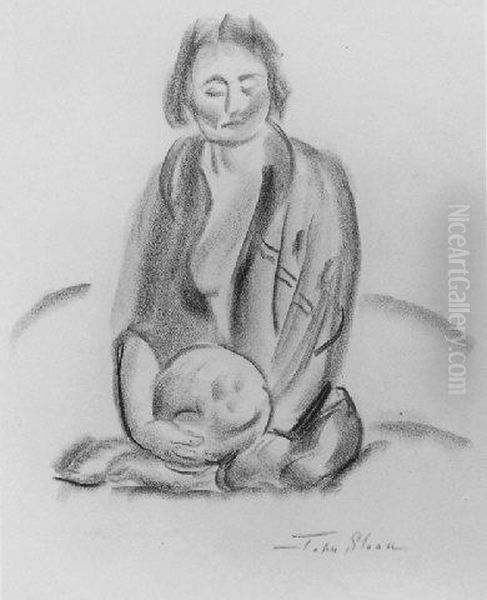 Nude Seated-blue Kimono - view 1