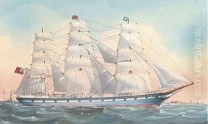 The Wavertree under full sail off the Perch Rock Fort, Liverpool