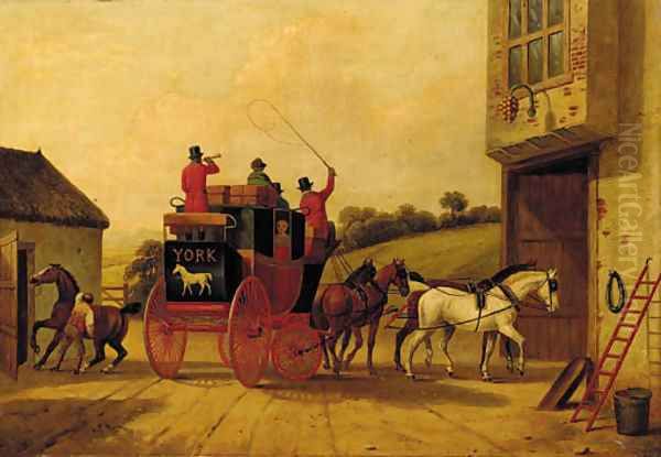 The York stagecoach before an inn - view 1