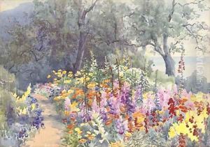 A coastal garden in full bloom by English School