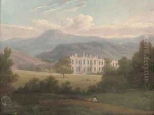 A country house in an extensive landscape by English School