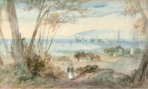 A distant view of Ayr; and Fishermen on the beach A distant view of Ayr; and Fishermen on the beach