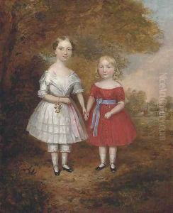 A double portrait of two young girls by English School