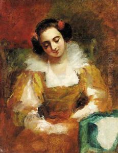A elegant lady in a yellow dress by English School