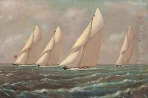 A flying start Britannia, Iverna, Satanita and Valkryie (II) by English School