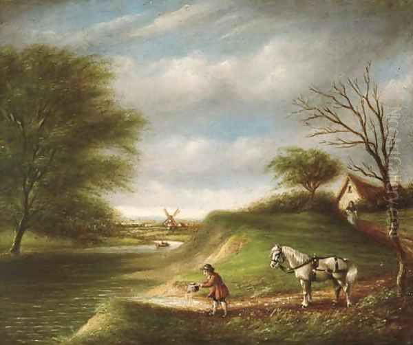 A horseman in a wooded landscape, a windmill beyond - view 1