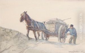 A Horse And Cart Crossing The Dunes by Willy Sluyters