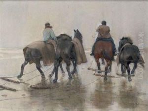 Horses On The Beach by Willy Sluyters
