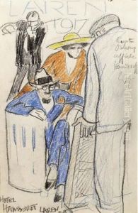 A Couple Inspecting An Artist's Work - A Poster Design