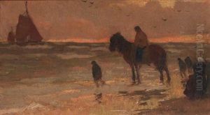 Klijnhaalder Waiting For The Arrival Of The Fleet In Katwijk Aanzee