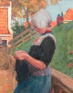 Portrait Of A Volendam Knitter by Willy Sluyters