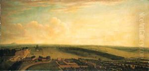 An extensive view of Market Bosworth Hall, Leicestershire by English School
