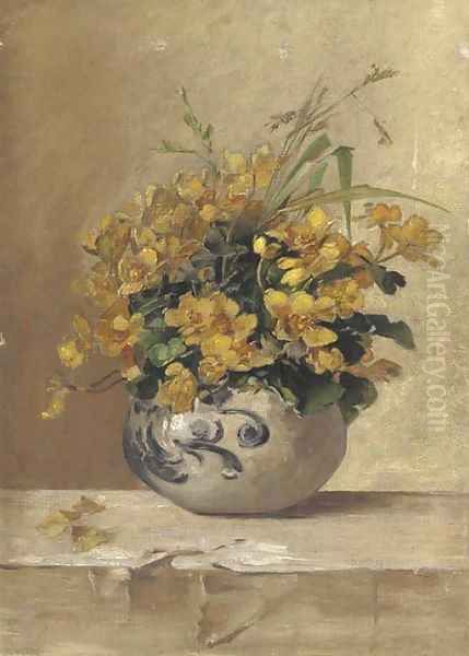 Buttercups and wild grass in a pot - view 1