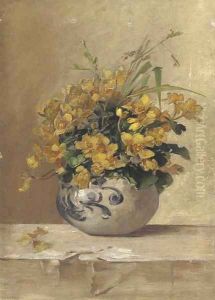 Buttercups and wild grass in a pot