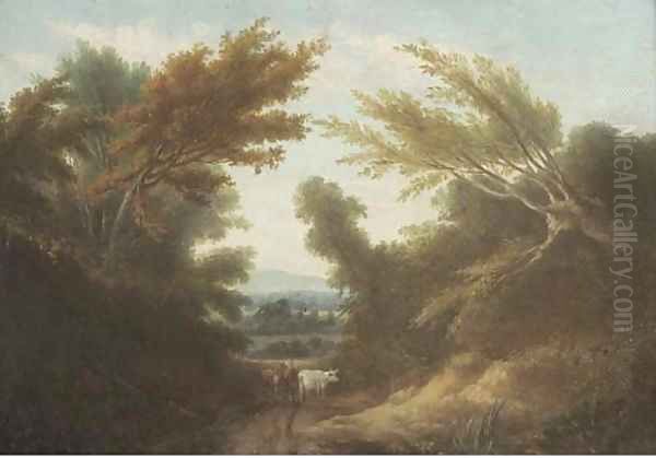 Cattle on a wooded track - view 1