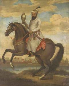 Equestrian portrait of an Indian nobleman by English School