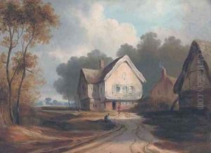 Figures before cottages, traditionally identified as Hampstead Heath