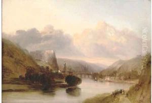 Figures beside a river, thought to be in the Crimea