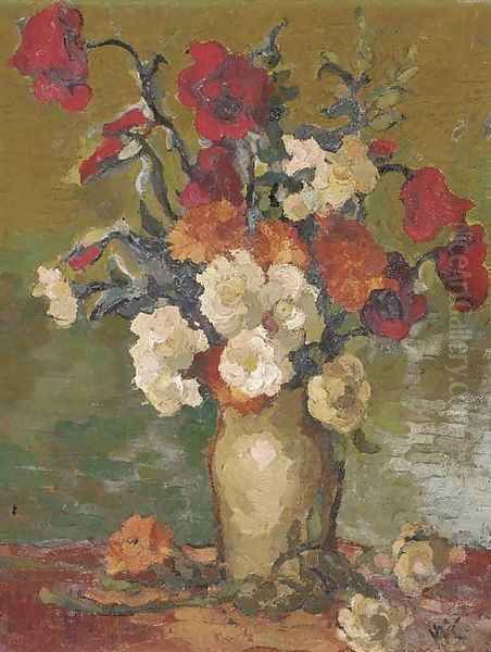 Mixed flowers in a vase - view 1