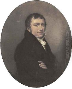 Portrait of a gentleman, half-length, in a black coat and white tie by English School