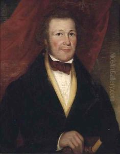 Portrait of a gentleman, half-length, in a black coat and yellow waistcoat, holding a book