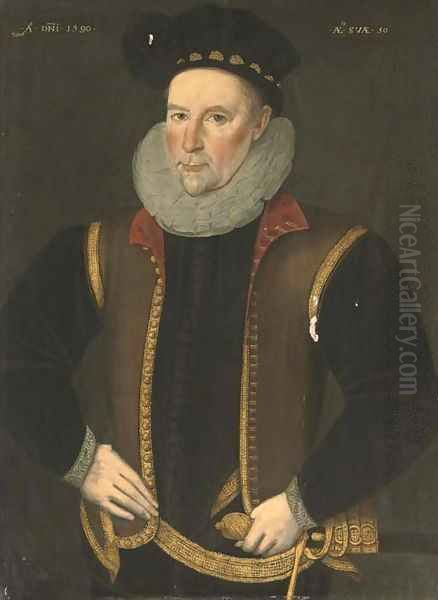 Portrait of a gentleman, half-length, in a brown waistcoat with gold trim - view 1