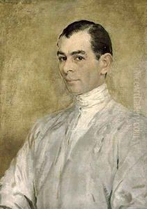 Portrait of a jockey, bust-length, in silks