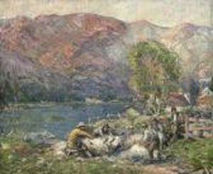 Sheep Shearing In The Strath by George Smith