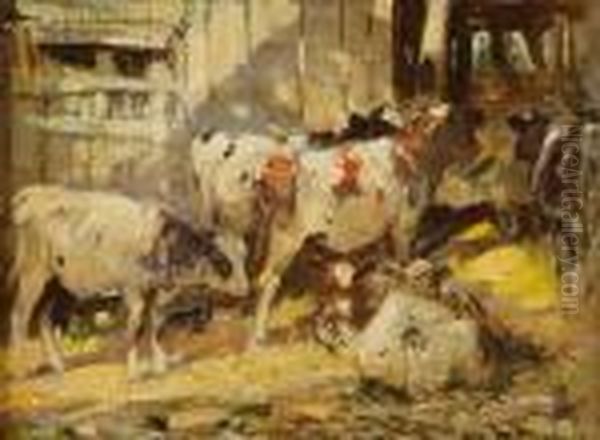 Calves In A Sunny Byre - view 1